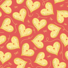 seamless background with golden hearts