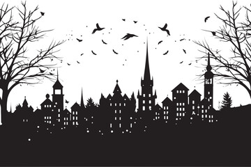 Ink Icicle Infusion Contemporary Black Vector Christmas Card Art Shadowed Snowy Scenery Chic Vector Christmas Card Graphic