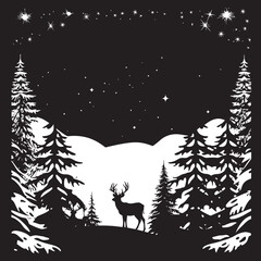 Ebony Frost Refined Black Christmas Card Symbol Chic Holiday Charm Modern Vector Christmas Card Illustration