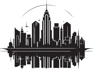 Fototapeta premium Silent Serenity Minimalistic Black Cityscape Mystic Urban Atmosphere Intriguing Vector Design