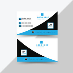 Double sided business card design . Unique concept vector illustration design . Visiting card. Professional  modern business card in blue and black colors. Personal use business card 