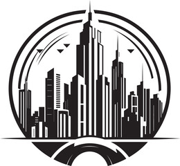 Chic Urban Vistas Modern Black Vector Design Noir Nightscape Stylish Abstract Vector Graphic