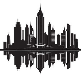 Fototapeta premium Mystic Urban Mirage Intriguing Cityscape Graphic Ebony Elements Refined Black Vector Graphic