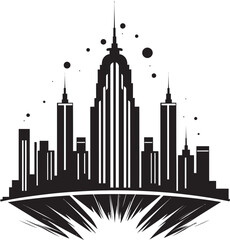 Obraz premium Noir Night Vision Stylish Abstract Vector Graphic Nocturnal Nouveau Urban Black City Art Deco