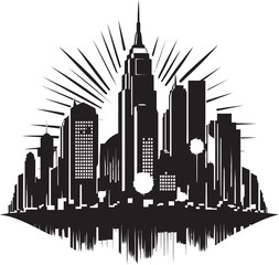 Fototapeta premium Noir Nightscape Stylish Abstract Vector Graphic Urban Noir Contemporary Black Collage Building Vector