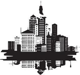 Obraz premium Gothic Glitz Sophisticated Vector Collage Silent Streetlights Minimalistic Black Design