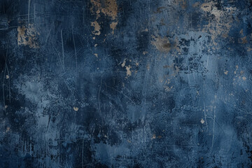 Worn blue surface with scratches and golden splatters.
