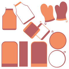 kitchen elements gloves, apron, tortilla holders, cover to cover blender, in opaque colors to give more emphasis to the background
