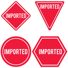 Import symbols in different shapes, with red background and white text, textured background, to alert fragility of objects.
