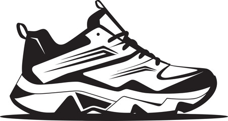 Noir Nomad Stylish Abstract Vector Shoe Illustration Midnight Maverick Elegant Black Sports Shoe Design