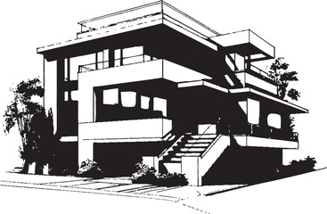 Ink Illumination Contemporary Vector Architecture Symbol Shadowed Symmetry Modern Black Architecture