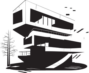 Midnight Majesty Sleek Vector Icons Noir Nexus Stylish Black Building Elements