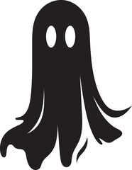 Itty Bitty Ghostly Tales Lovable Black Ghost Symbols Miniature Haunted Happiness Cute Vector Graphics