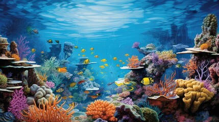Fototapeta na wymiar marine coral reef water color