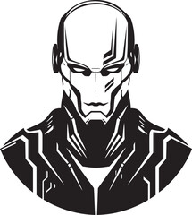Electronic Avatar Cybernetic Face Design Futuristic Gaze Black Cyberrobot Icon