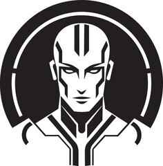 Cybernetic Crusader Cyberrobotic Head Design Robotic Revelation Black Vector Android Face Icon