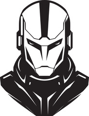 Electronic Evolution Cybernetic Face Symbol Futuristic Fusion Black Cyberrobot Design