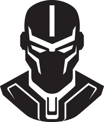 Metallic Maestro Vector Robot Face Head Icon Digital Dynamo Cybernetic Head Symbol