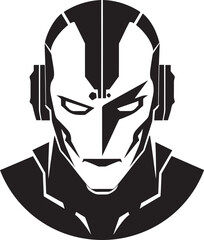 Electronic Avatar Black Cyberrobot Design Futuristic Gaze Vector Robot Face Icon
