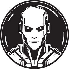 Robotic Revelation Vector Cyberrobot Head Icon Electronic Evolution Cybernetic Face Symbol