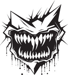 Demons Bite Black Jaw Icon Design Malevolent Maw Sinister Jawline Vector