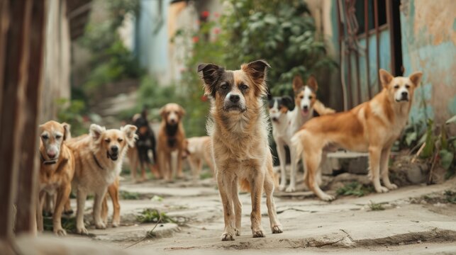 stray dogs on urban streets generative ai
