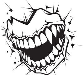 Shadowed Maw Sinister Iconic Grin Devilish Snarl Black Sinister Evil Mouth