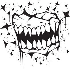 Haunting Grin Evil Jaw Design Element Diabolic Jaws Sinister Mouth Vector Icon