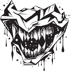 Abyssal Grin Sinister Devils Jaw Symbol Ghastly Jaws Black Diabolic Bite Design
