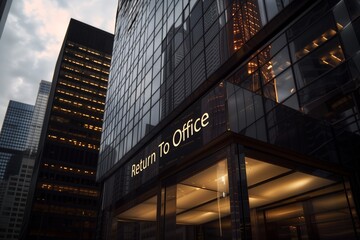 return to office sign welcoming employees back to the office. Signaling the end of work from home