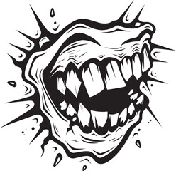 Shadowed Grin Black Demons Mouth Symbol Wicked Jaws Sinister Malevolent Jaw Graphic