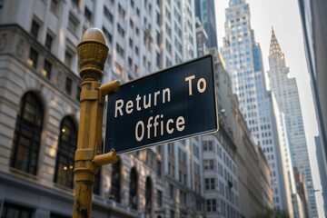 Fototapeta premium return to office sign welcoming employees back to the office. Signaling the end of work from home