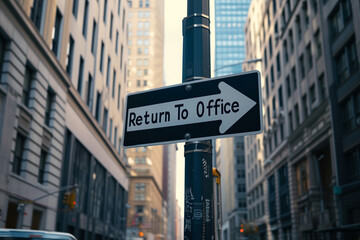 return to office sign welcoming employees back to the office. Signaling the end of work from home