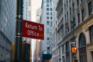 Obraz premium return to office sign welcoming employees back to the office. Signaling the end of work from home