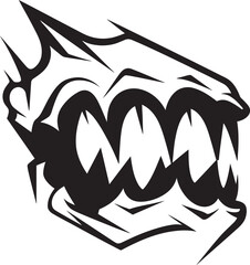 Malicious Fangs Black Mouth Vector Graphic Eerie Jaws Evil Creature Jaw Symbol
