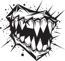Eerie Jaws Evil Creature Jaw Symbol Vicious Grin Sinister Mouth Vector Element