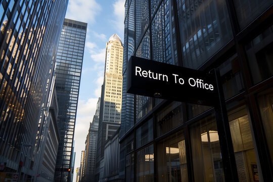 return to office sign welcoming employees back to the office. Signaling the end of work from home
