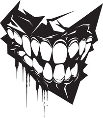 Demonic Bite Evil Creature Mouth Symbol Haunting Fangs Sinister Jaw Design Element