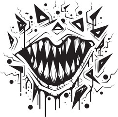 Cursed Grin Black Mouth Vector Graphic Diabolic Jaws Evil Jaw Symbol