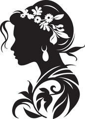 Ethereal Noir Floral Woman Vector Design Midnight Enchantment Black Floral Face Profile