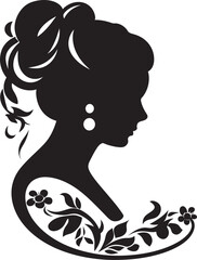 Obsidian Bloom Vector Floral Woman Head Enigmatic Noir Floral Face Icon Symbol