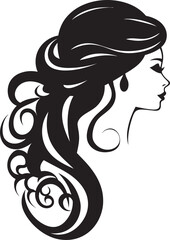 Noir Bloom Muse Vector Floral Face Icon Obsidian Beauty Black Floral Woman Symbol