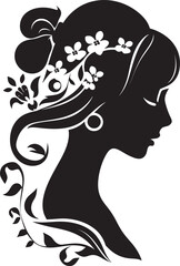 Shadowed Petal Portrait Floral Woman Icon Noir Blossom Muse Black Floral Face Design