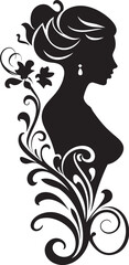 Shadowed Petal Portrait Floral Face Graphic Noir Blossom Muse Black Floral Face Design