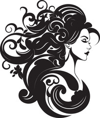 Midnight Serenity Floral Face Design Element Enchanted Elegance Black Floral Face Graphic