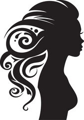 Midnight Reverie Floral Woman Profile Icon Enigmatic Muse Black Floral Face Iconic Design