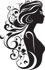 Enigmatic Muse Black Floral Face Profile Noir Bloom Beauty Floral Face Icon Design