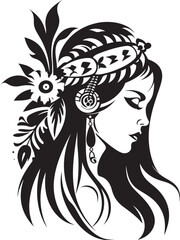 Bloom Beauty Black Floral Face Symbol Flora Muse Floral Woman Vector Profile
