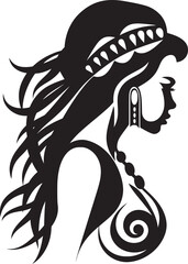 Petal Portrait Black Floral Woman Head Botanical Belle Floral Woman Vector Symbol