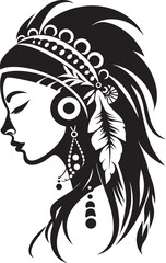 Botanical Belle Floral Woman Vector Symbol Garden Grace Black Floral Face Graphic